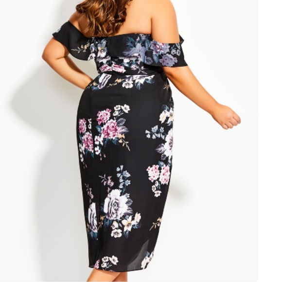 Formal dress city chic love blooms cocktail dress. NWT XS (14) black & floral - Picture 6 of 14